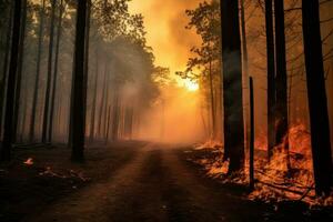 AI generated the rising threat of a forest fire photo