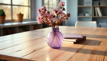 AI generated A modern apartment with a luxurious flower arrangement on a table generated by AI photo