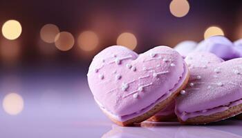 ai generado dulce hecho en casa galletas en corazón formas, un encantador indulgencia generado por ai foto