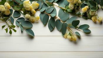 ai generado frescura de verano ramo de flores de amarillo flores en rústico mesa generado por ai foto