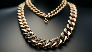 AI generated Shiny gold necklace, symbol of love and elegance generated by AI photo