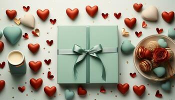 ai generado romántico corazón conformado regalo caja simboliza amor y celebracion generado por ai foto