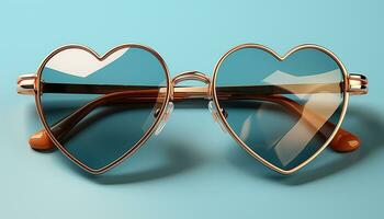 AI generated Fashionable sunglasses reflect love and elegance in summer shiny reflection generated by AI photo