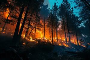 ai generado el creciente amenaza de un bosque fuego foto