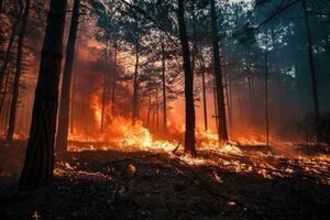 ai generado el creciente amenaza de un bosque fuego foto