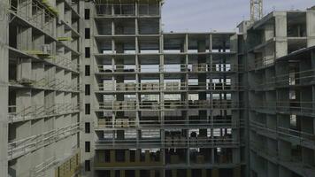 Apartments construction site with crane. Crane and building construction photo