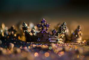 AI generated glittery crowns as props for a princess party photo