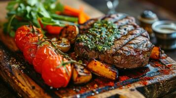 AI generated Mouthwatering fillet steak grilled to perfection photo