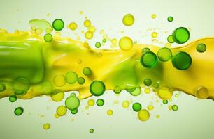 AI generated a bright green and yellow tablet with green liquid photo