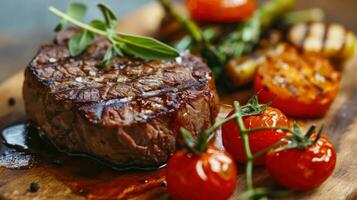 AI generated Mouthwatering fillet steak grilled to perfection photo