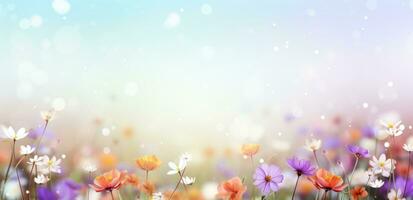 AI generated springtime colorful sunny spring flowers background photo