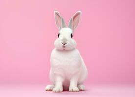 AI generated adorable tan and white rabbit on pink background bunny photo