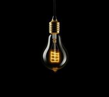 AI generated a light bulb is illuminated on a dark background photo