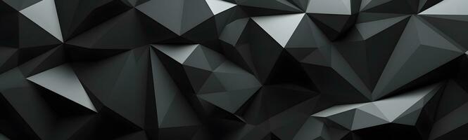 AI generated Abstract black metal geometric triangles background 3d illustration. Low poly abstract triangles photo