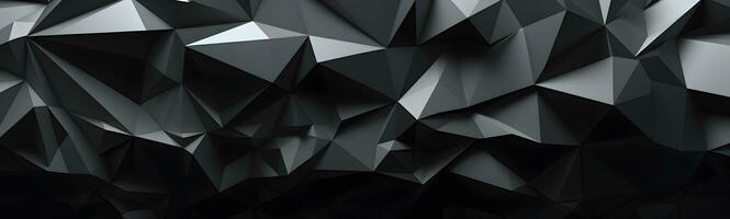 AI generated Abstract black metal geometric triangles background 3d illustration. Low poly abstract triangles photo