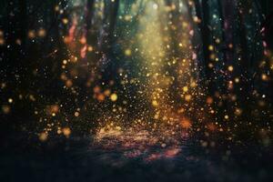 AI generated gold abstract background with bokeh defocused lights photo