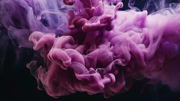 AI generated purple and blue colors mixing, smoke effect in water. Thick colorful smoke purple, pink, red, blue on a black isolated background photo