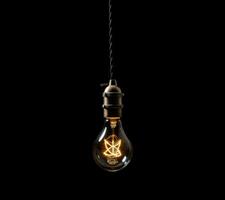 AI generated a light bulb is illuminated on a dark background photo