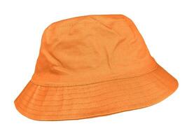 Orange bucket hat isolated on white background photo