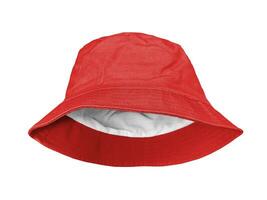 Red bucket hat isolated on white background photo