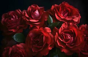 ai generado aislado elegante rojo rosas antecedentes para romántico diseño foto