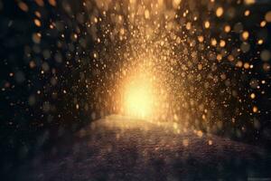 AI generated gold abstract background with bokeh defocused lights photo