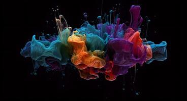 AI generated Color drops in water , abstract color mix , drop of Ink color mix paint falling on water Colorful ink in water photo