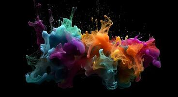 AI generated Color drops in water , abstract color mix , drop of Ink color mix paint falling on water Colorful ink in water photo