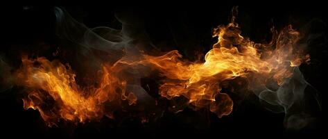 AI generated Fire flames on a black background abstract photo