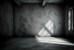 AI generated Dark concrete empty room. Modern architecture design. Dark Concrete Wall Architecture photo