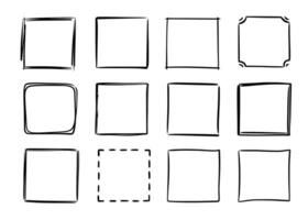 Hand drawn sketch frame vector. Simple doodle rectangle pencil frame border shape. Hand drawn doodle scribble border element for text quote template. Pencil brush stroke style. Vector