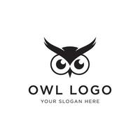 Black owl logo template design with creative idea. vector