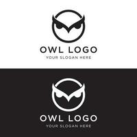 Black owl logo template design with creative idea. vector