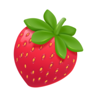 3D red strawberry. Shiny strawberry fruit. Sweet fruit that is refreshing in summer. png