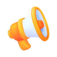 3D megaphone. Loudspeaker broadcasting news alerts. Special discount promotion announcements. png