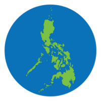 Philippines map. Map of Philippines in green color in globe design with blue circle color. png