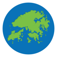 Hong Kong map. Map of Hong Kong green color in globe design with blue circle color. png