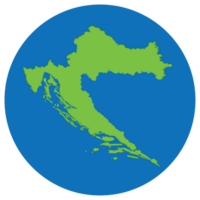 Croatia map. Map of Croatia in green color in globe design with blue circle color. png