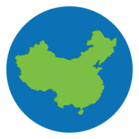 China map green color in globe design with blue circle color. png