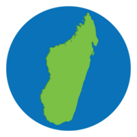 Madagaskar Karte. Karte von Madagaskar Grün Farbe im Globus Design mit Blau Kreis Farbe. png