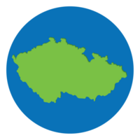 Czechia map. Map of Czech Republic green color in globe design with blue circle color. png