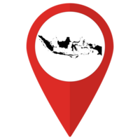 Indonesia map on map pin icon red color isolated png