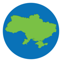 Ukraine map. Map of Ukraine in high details green color in globe design with blue circle color. png