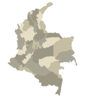 colombia Karta. Karta av colombia i administrativ provinser i Flerfärgad png