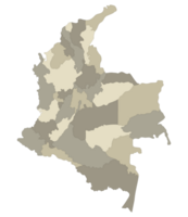 Colombia map. Map of Colombia in administrative provinces in multicolor png