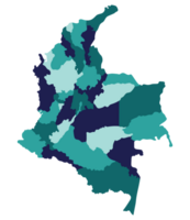 Colombie carte. carte de Colombie dans administratif les provinces dans multicolore png