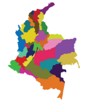 Colombia map. Map of Colombia in administrative provinces in multicolor png