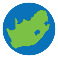 South Africa map. Map of South Africa in green color in globe design with blue circle color. png