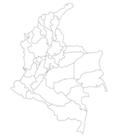 colombia Karta. Karta av colombia i administrativ provinser i vit Färg png