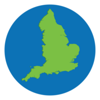 Engeland kaart groen kleur in wereldbol ontwerp met blauw cirkel kleur. png